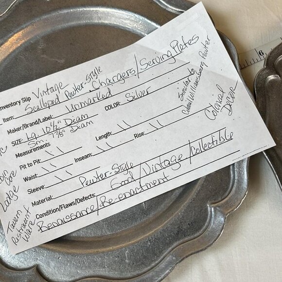 Vintage Pewter Like Charger Plate Set Scalloped Edge Pub Restaurant Ware - Picture 2 of 8